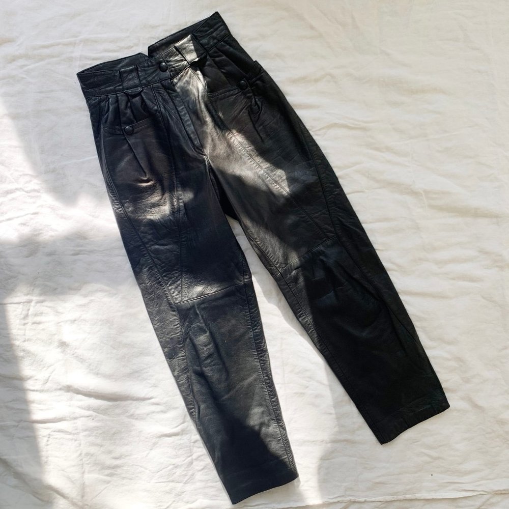 Stunning Vintage French Black Leather Pants!